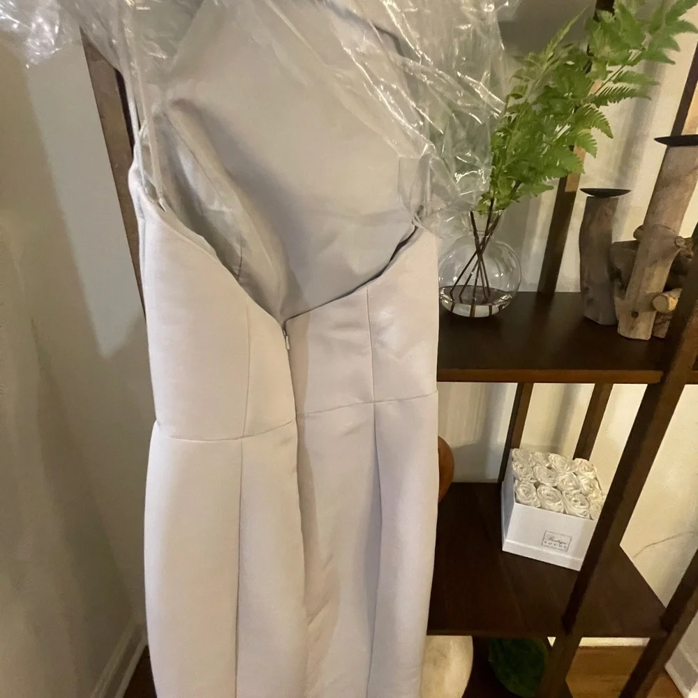 Amsale Austin Platinum Faille Bridesmaid Dress - Picture 4 of 6